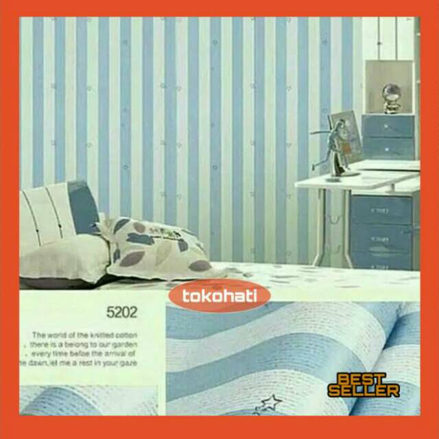 Wallpaper dinding salur biru star,wallpaper salur