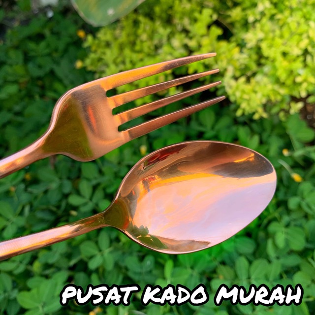 [TERMURAH] Sendok Garpu Sumpit Premium STAINLESS STEEL Emas (GOLD) / Perak (SILVER) / ROSEGOLD