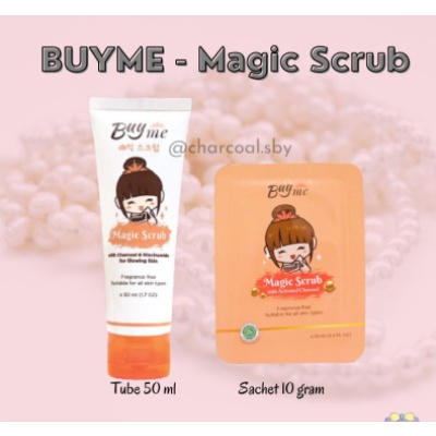 ⚡COD⚡BUYME MAGIC SCRUB  MASKER LULUR HITAM BUY ME Buyme Magic Scrub  Charcoal Scrub / pemutih badan 