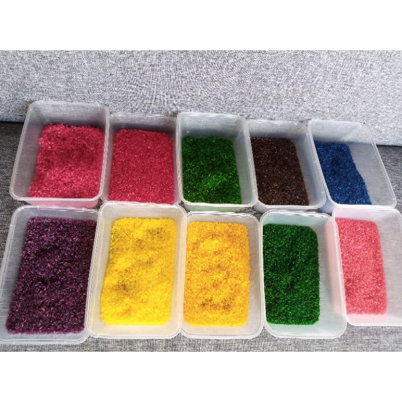 BERAS WARNA WARNI/KOLASE/PRAKARYA/SENSORY PLAY