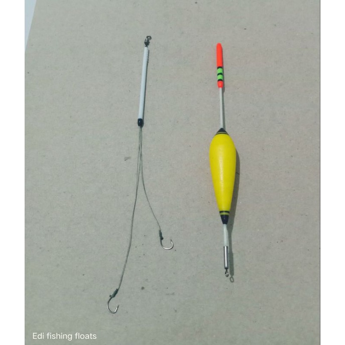 Rakitan kail lumut cabang 2 + pelampung Anti badai 12cm