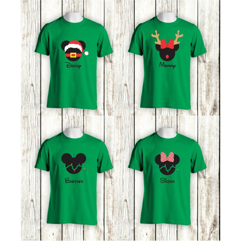 KAOS TSHIRT BAJU NATAL MICKEY MOUSE CHRISTMAS KAOS NATAL FAMILY KATUN COMBED 30S