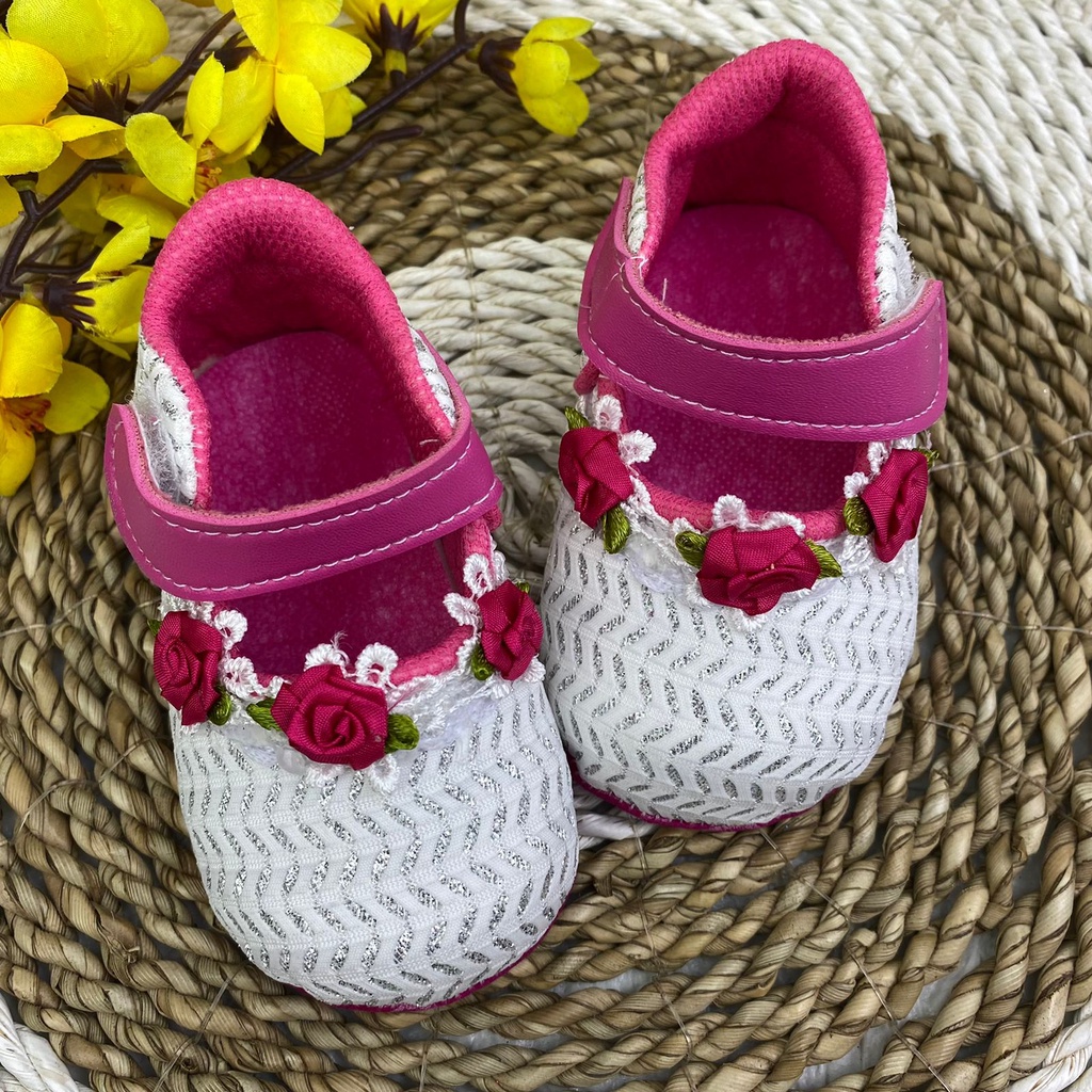 SEPATU PREWALKER BABY BAYI PESTA ANAK PEREMPUAN PAYET BUNGA 0-12 BULAN XP01