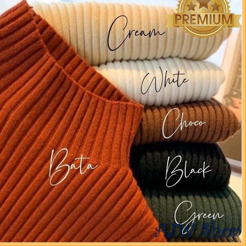 AJWShop Inner Rajut Turtleneck  Lengan Panjang Import Bahan Adem  Inner Hijab Impor | Manset Baju Wa