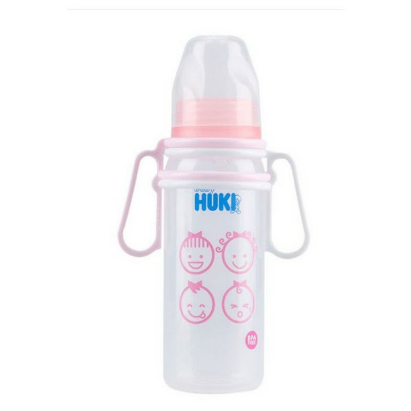 Huki Round PP Bottle With Handle 120ml - 240ml / Huki Botol Susu