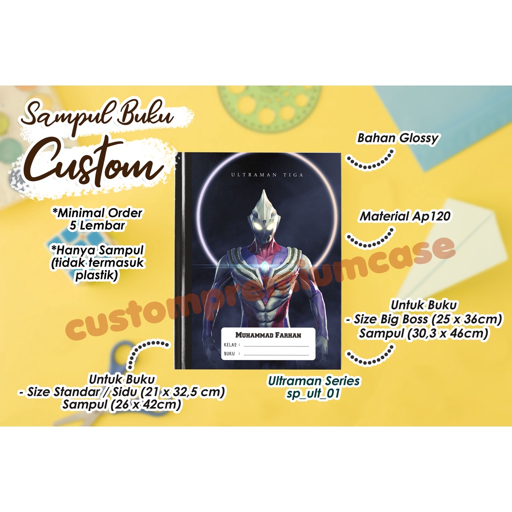 

Custom Sampul Buku Desain Ultraman / Sampul Buku Tulis Bebas Desain Bisa Pakai Nama