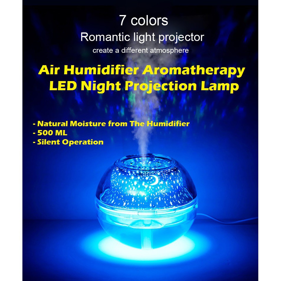 Aroma Diffuser Air Humidifier Aromatherapy LED Night Projection Lamp 500ml - HUMI H99