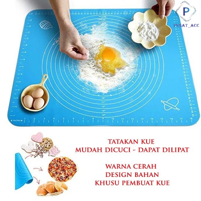 AK05 - Alas Tatakan Adonan Kue  Roti Pasta Tepung Silikon Anti Lengket 50X40 cm