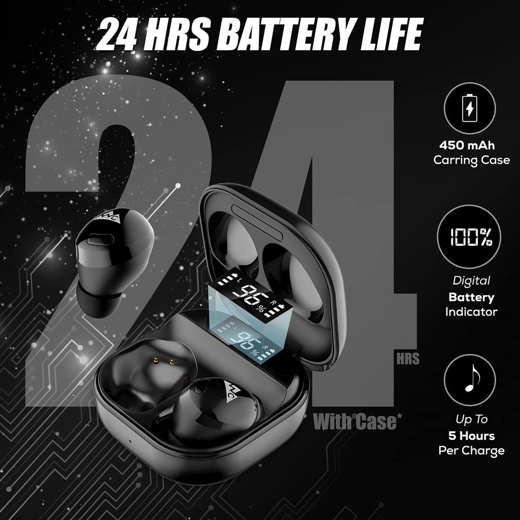 WeCool Moonwalk M3 Earphone Bluetooth in Ear Earbud Nirkabel Sejati dengan Bass Tinggi untuk Pecinta Musik  Earpod Kontrol Sentuh dengan Suara Stereo HD  Baterai 24 Jam Earbud Olahraga Display Digital BT 5.1