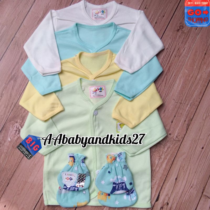 IOL 3PC Baju Bayi Lengan Panjang Lembut dan SNI FREE Sarung Tangan Dan Kaki Libby/Velvet