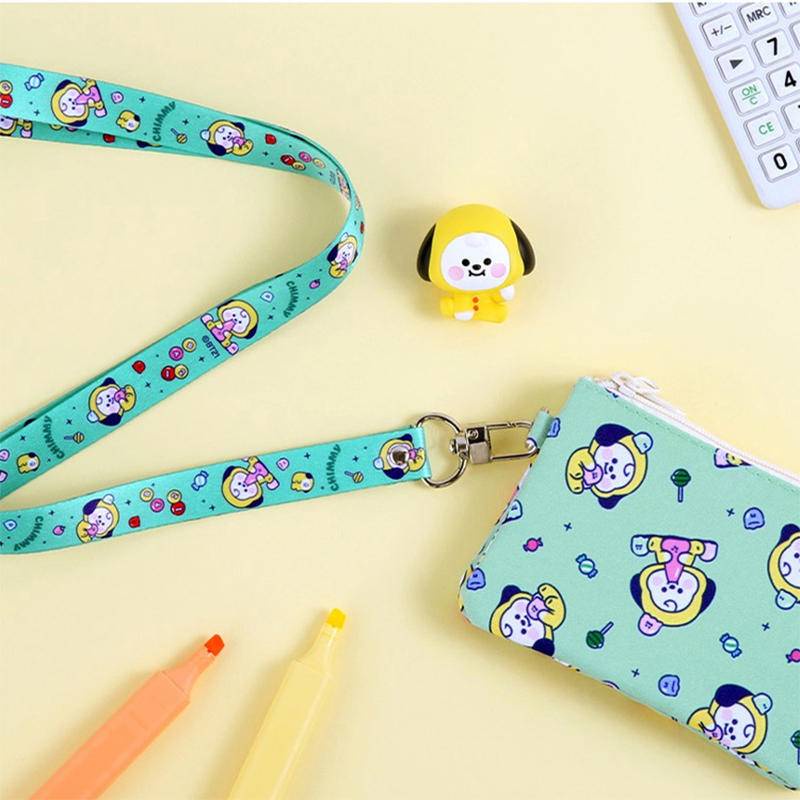 New KPOP BTS BT21 Lanyard anime cute cartoon neck strap key lanyard ID card gym phone with USB ID holder DIY sling lasso