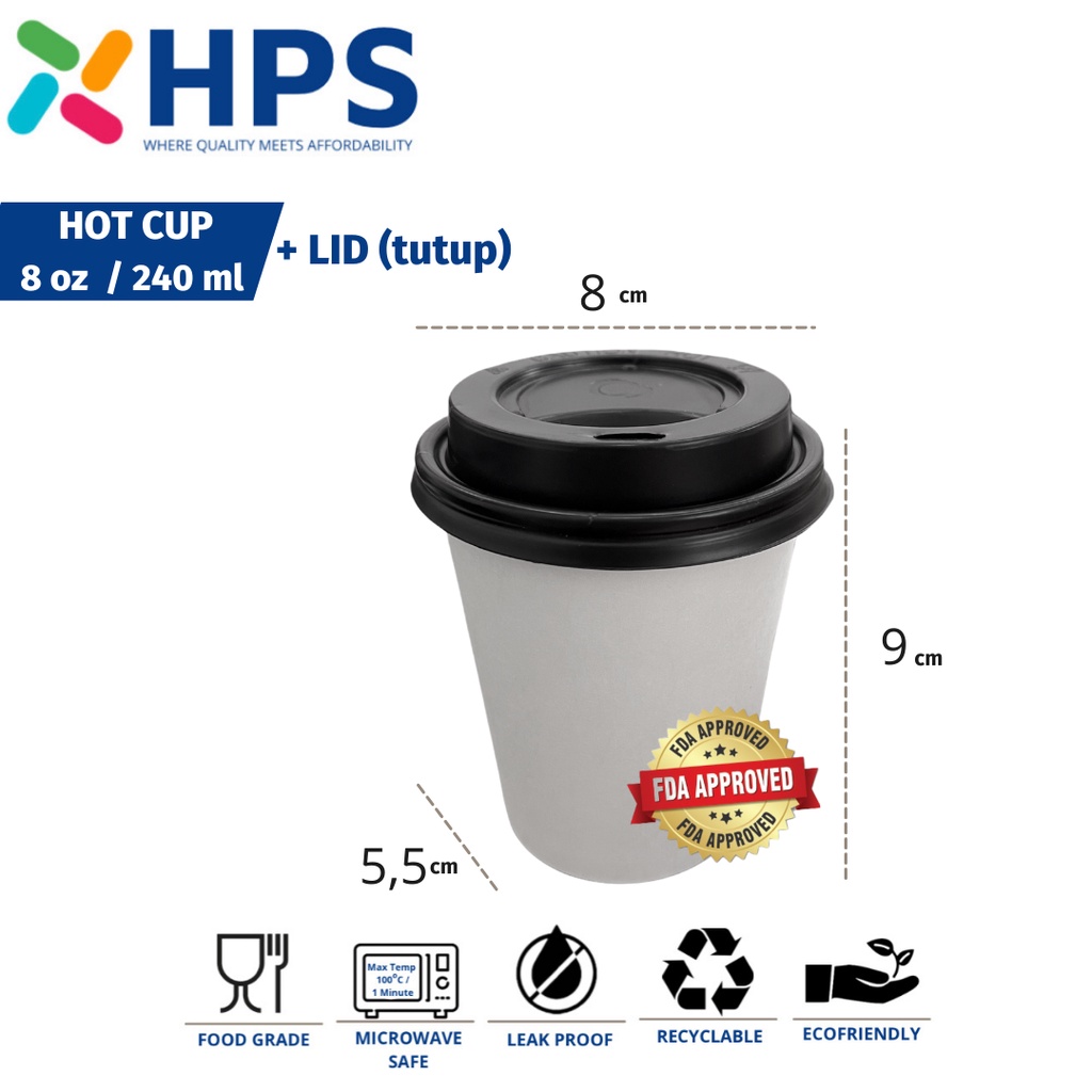 Jual Paper Hot Cup All Size 65oz 8oz 9oz 12oz Polos Motif Gelas Kopi Kertas Putih Coffee Tahan 5256