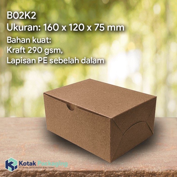 Lunch Box, Dus Snack, Kue, Roti, Nasi, Coklat, 16x12x7.5, Kraft 290gsm