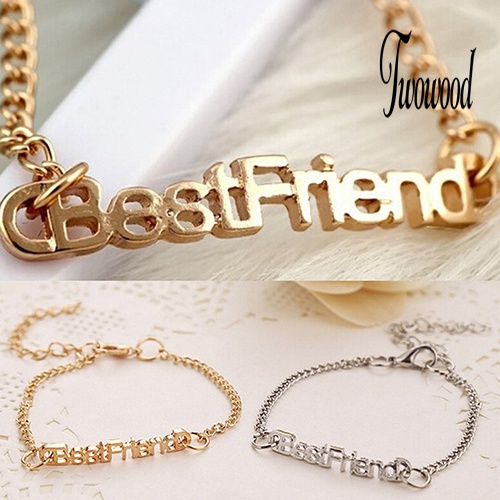 Gelang Rantai Desain Tulisan Best Friend Untuk Unisex