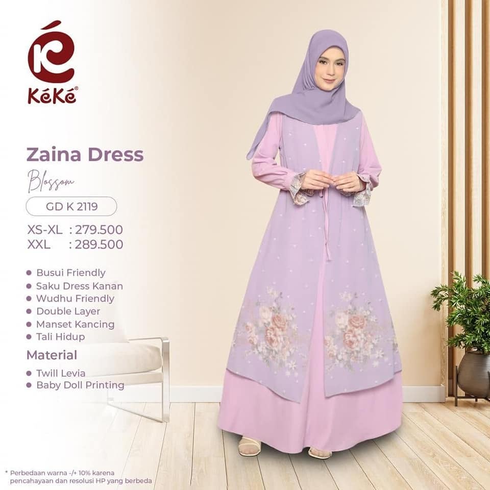 GAMIS DEWASA KEKE ZAINA DRESS GDK 2119 ORIGINAL