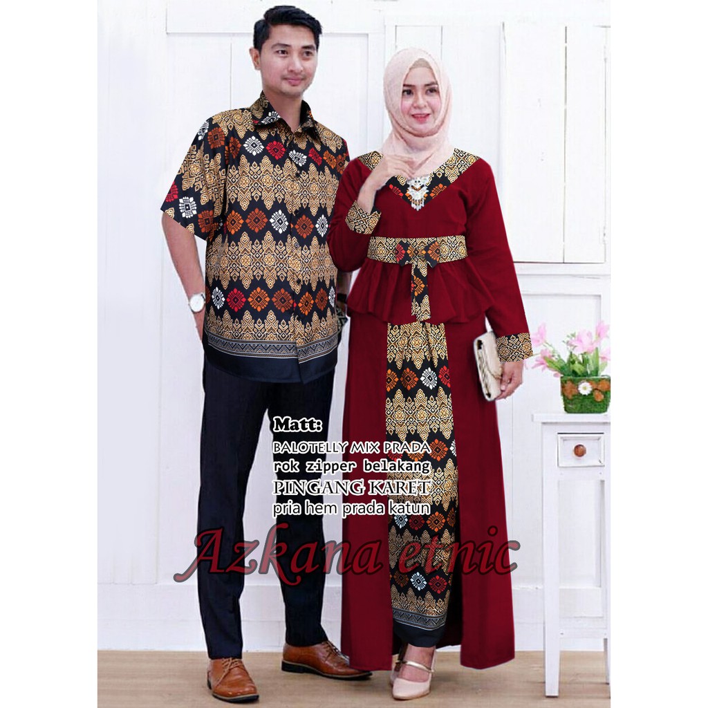 Couple Azkana Batik modern - set couple batik murah - baju pasangan batik mewah