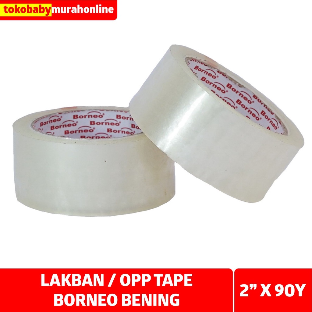 OPP tape BORNEO / Lakban BORNEO Bening / Coklat 2inch per Slop