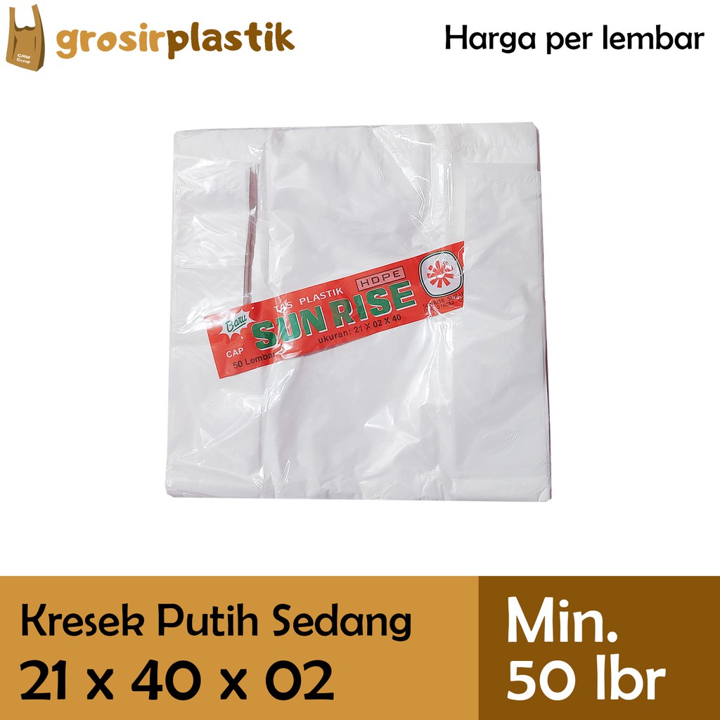[LBR] Grosir Plastik Kantong Kresek SUNRISE 21 x 40 x 02 Putih Murah GK21 - Grosir Plastik
