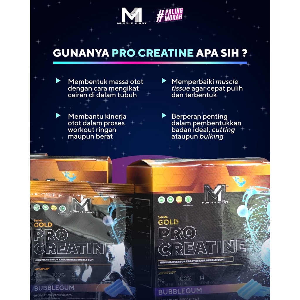 Muscle First M1 Pro Creatine Monohydrate Box 1 Sachet 2 Servings Rasa Bubble Gum