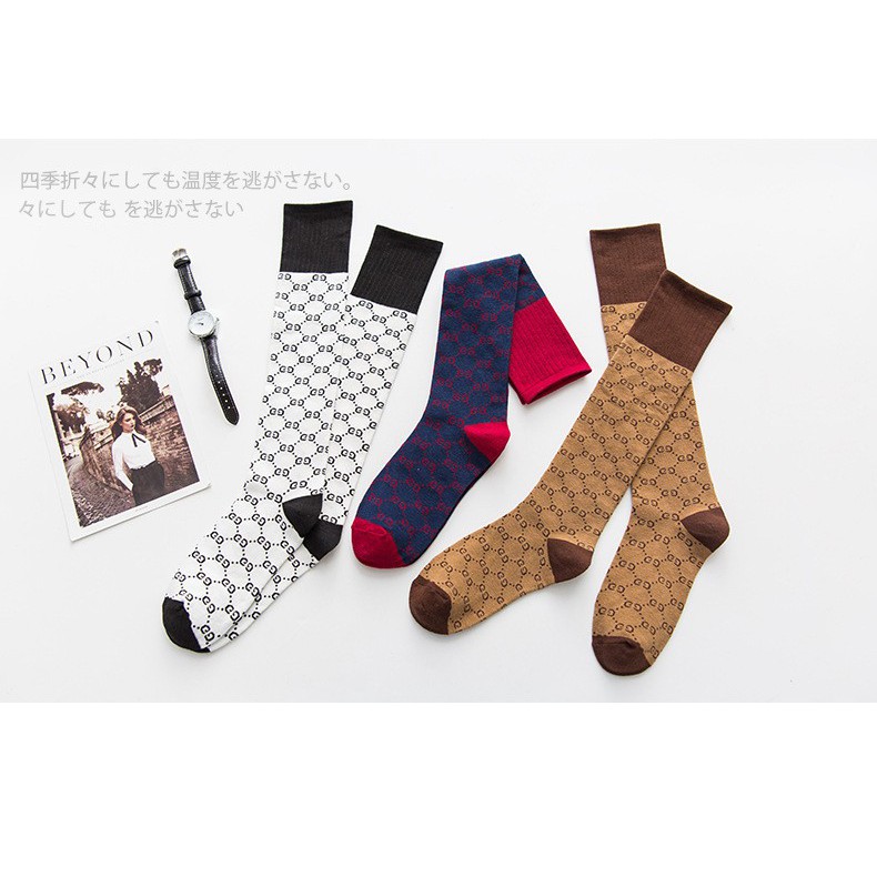 KK-57 kaos kaki wanita sebetis cotton tebal branded korea motif socks