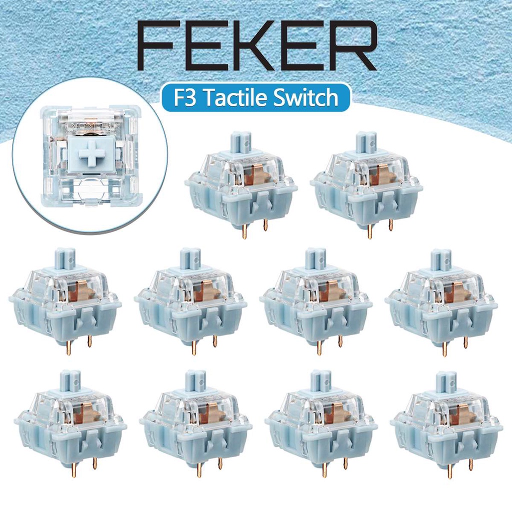 Feker 70 / 90 / 110 pcs Saklar Tactile 3 Pin Switch Axis Hot-swap Warna Biru Muda Untuk Keyboard Mekanik