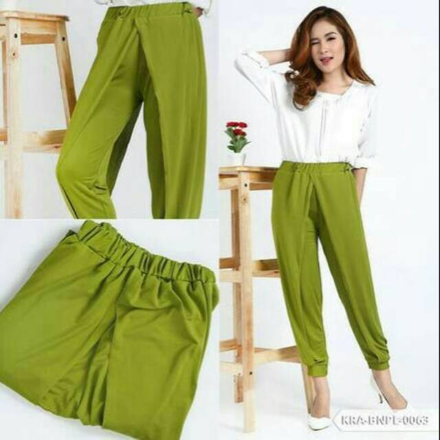 Khanza Wrap Long Pants Celana Bahan Celana Cewek Celana Wanita