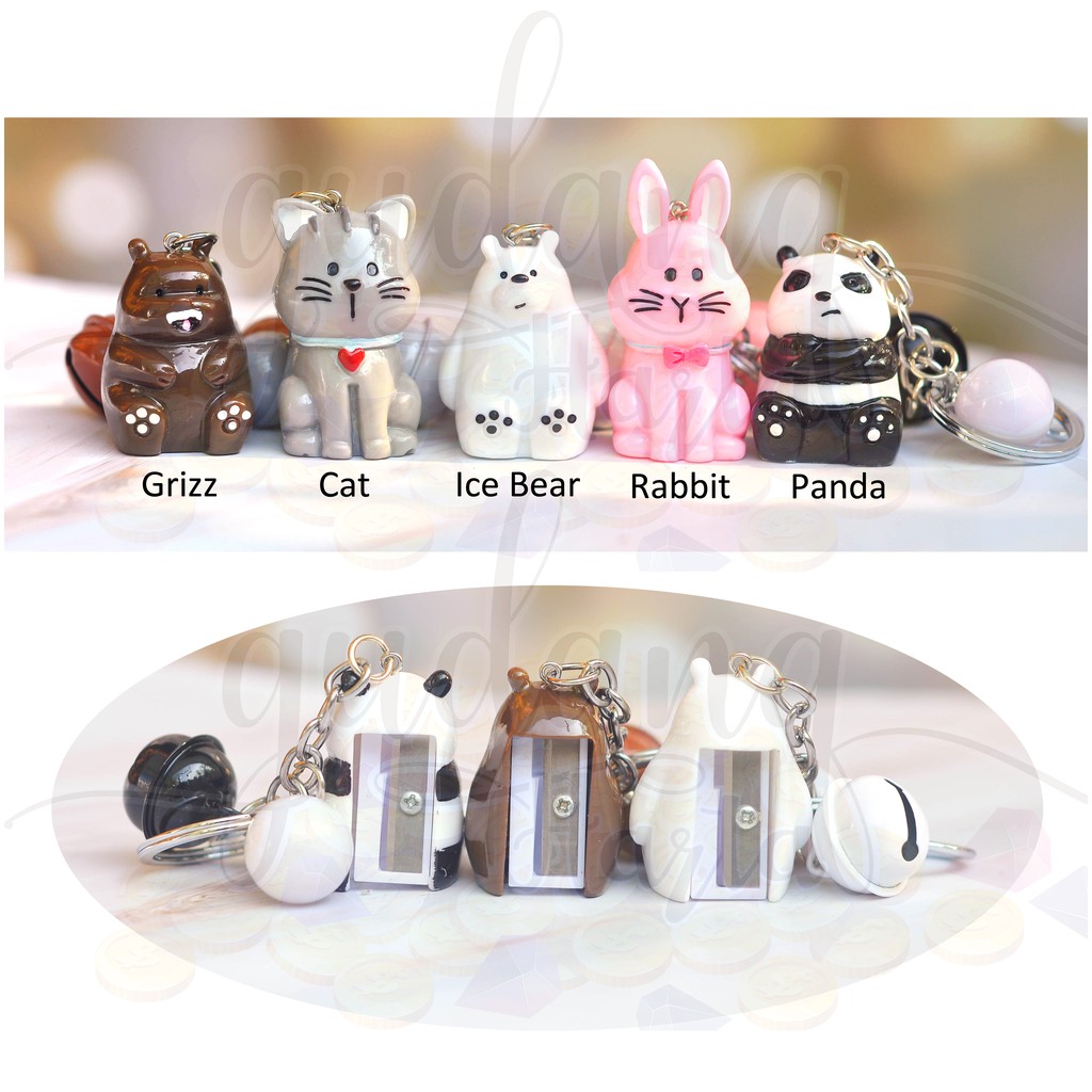 Gantungan Kunci Bare Bear Kucing Kelinci Cat Pensil Sharperner Unik Lucu GH 302180