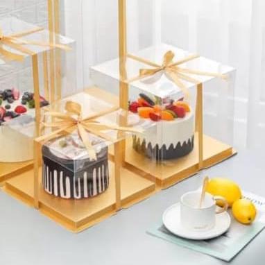 

☼ Cake Box Mika Dus Kue Kotak Kue 22x22 cm Tutup Transparant PET ❉