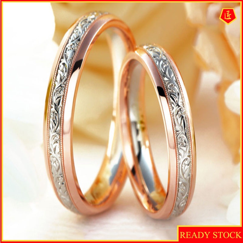 [Ready Stock]Rose Gold Two-Tone Ring Fashion Personality