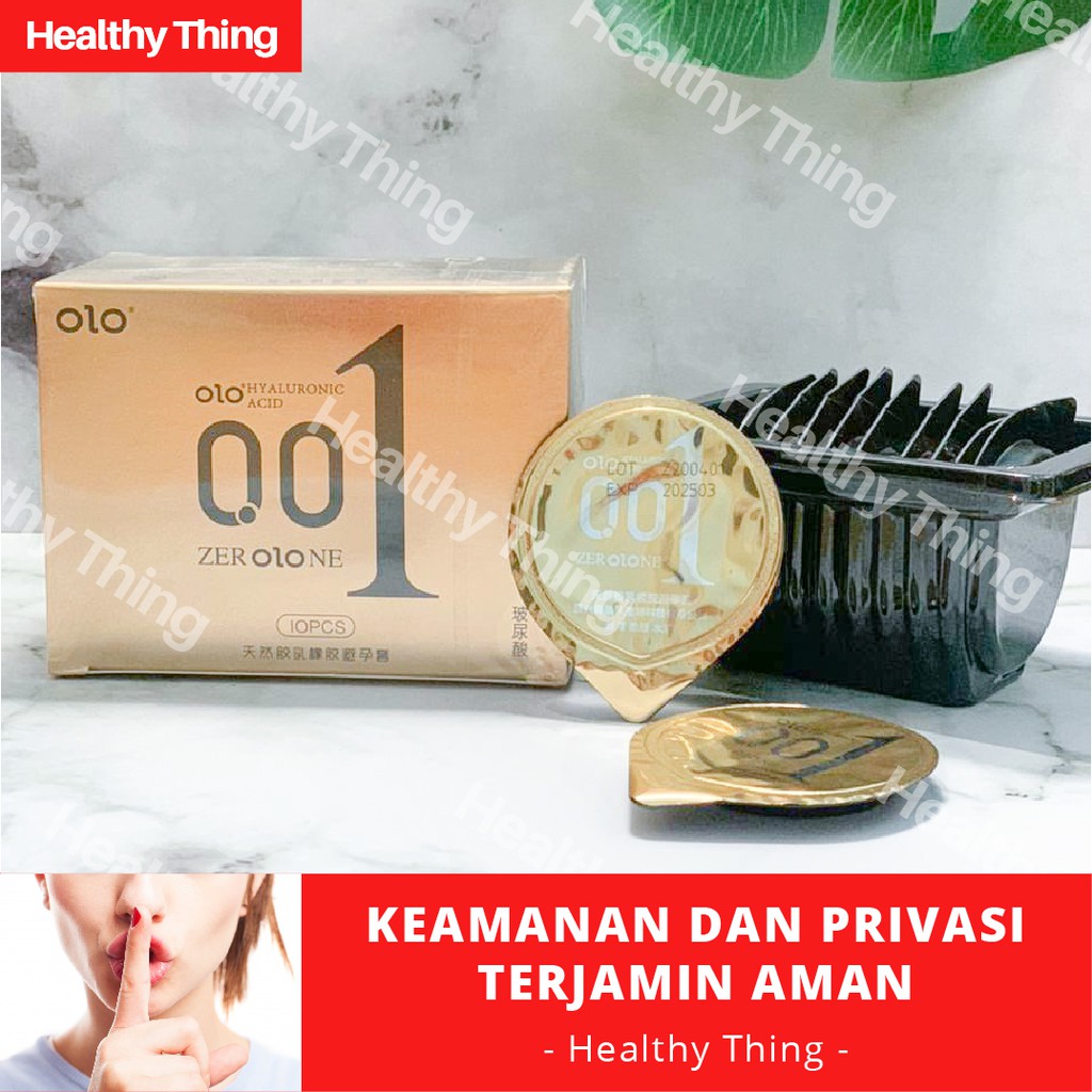 SATUAN Kondom OLO 0.01 Ultrathin Sensasi Hangat Tahan Lama Condom GOLD