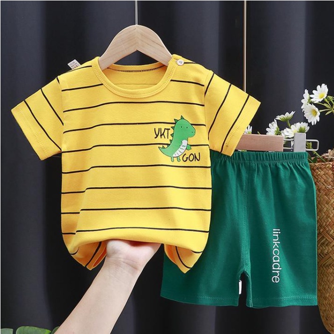 Setelan Lengan Pendek Kaos Anak / Baju Bayi Newborn Cewek Cowok import stelan