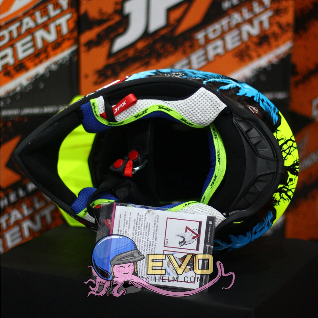 HELM JPX CROSS_FOX1 SERI X14 - FLUO YELLOW GLOSS + GOOGLE SNAIL (ONGKIR 2 KG) HELM JPX TERBARU