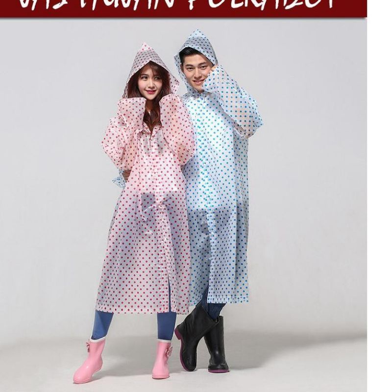 Jas Hujan Terusan Eva Polkadot 851 Raincoat Mantel Mantol Pria Wanita Keren Kekinian