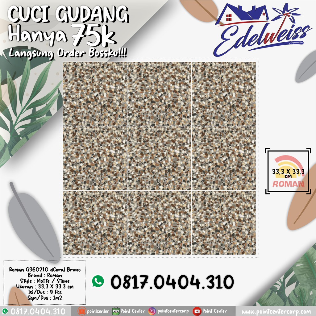 TERBAIK ROMAN KERAMIK 33,3 X 33,3 G360210 DCORAL BRUNO