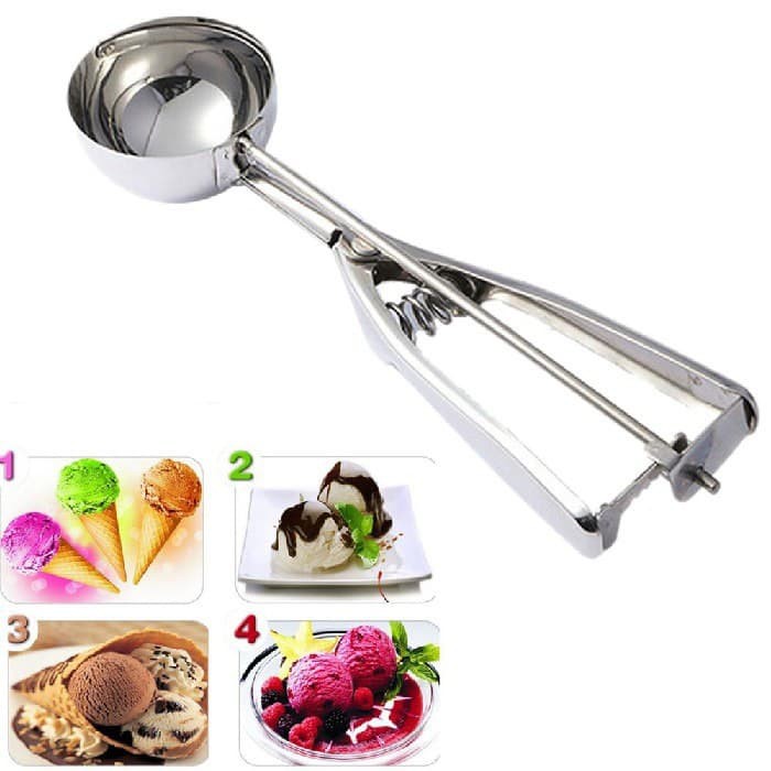 Sendok scoop ice cream stainless steel es krim dessert diamond aice campina walls es buah fruits ice