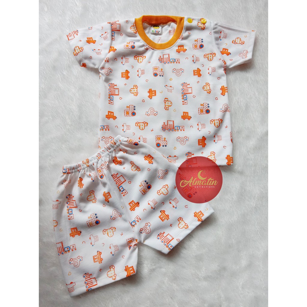 Setelan Baju Bayi Pendek 3 pcs / Baju Bayi 3 Stel Kancing Pundak / Baju Bayi 0-12 Bulan