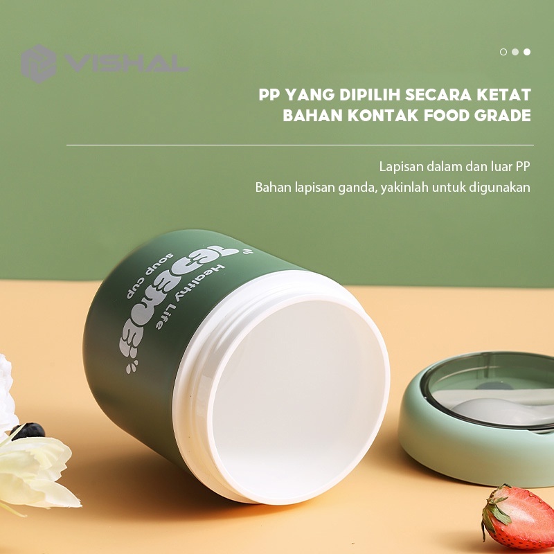 VISHAL Mangkuk sup soup cup Anti bocor Cangkir sup Portable Free Sendok BPA FREE VS-77