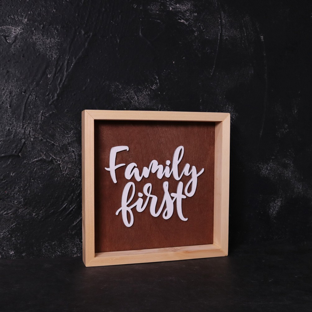 Magna Wooden Frame | Family First | Hiasan Dinding Kayu