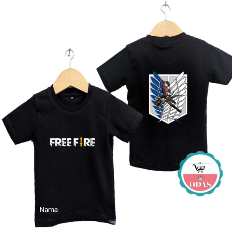 kaos anak ff free fire AOT attack on Titan / baju anak / pakaian kaos anak / fashion baju anak L&p