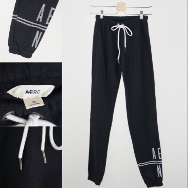 AEROPOSTALE ORIGINAL BLACK WOMEN JOGGER SWEATPANTS celana joger training wanita