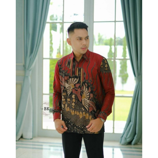 Batik Slim Fit Batik Premium Kemeja Baju Batik Pria Lengan Panjang Slimfit Modern