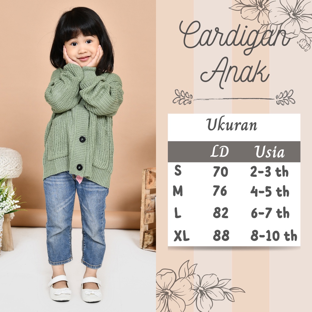 LOCY Sweater Cardigan Rajut Anak Usia 2-10 Tahun Rajut Halus Premium / Cardigan Rajut Anak Perempuan
