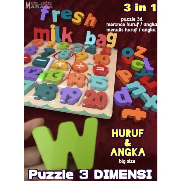 PUZZLE HURUF/ PUZZLE ANGKA KAYU 3 DIMENSI