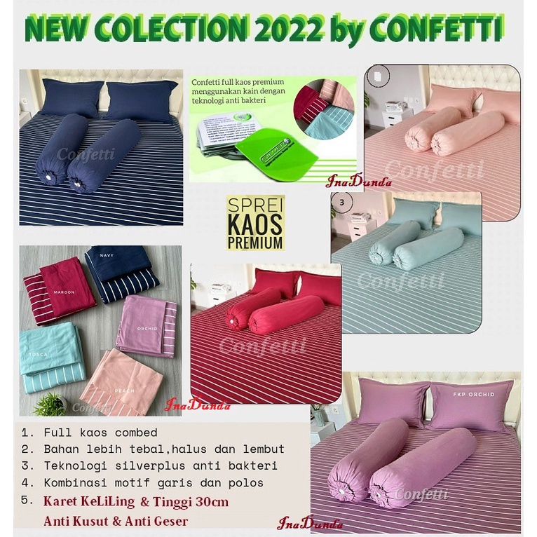 (PO) FuLL Kaos Premium Uk 160 - 180 - 200 by Seprei Kaos Confetti sudah termasuk Sarung BantaL GuLin