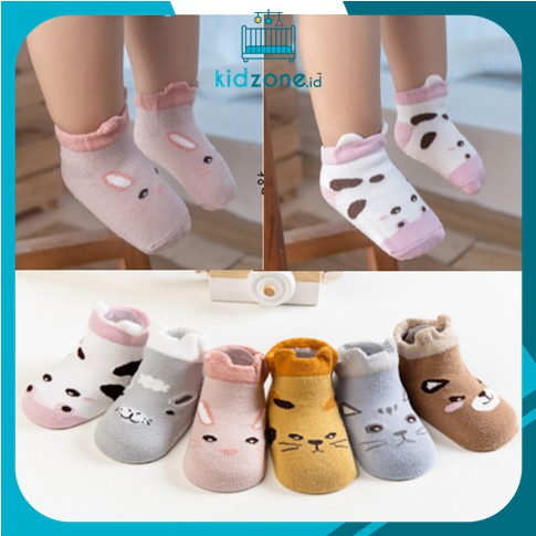 Kaos Kaki Bayi Pendek Karakter Hewan / Kaos Kaki Anti Slip Anak Lucu