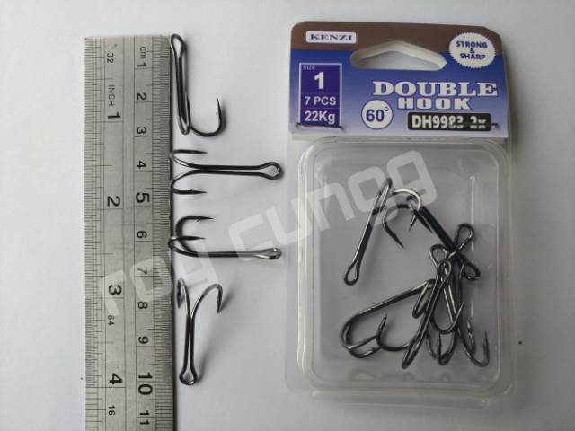 KENZI double hook DH 9983-2x sudut 60 derajat (double hook untuk softfrog / jumpfrog)-2
