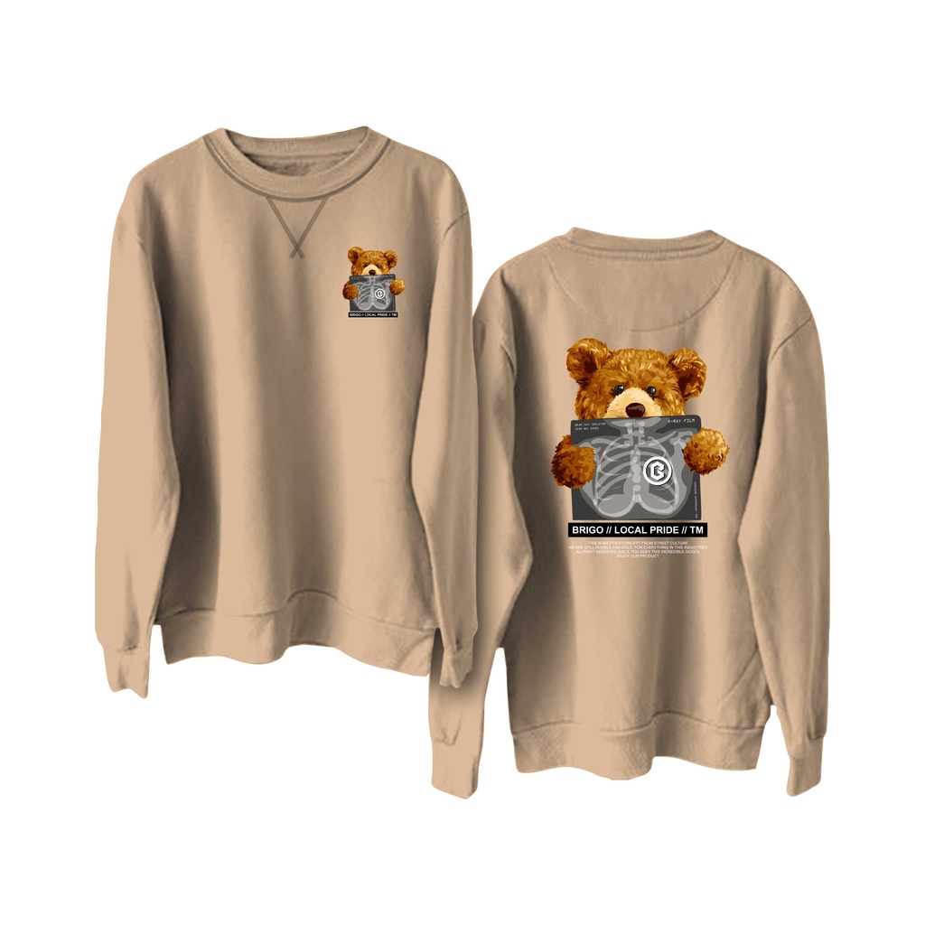 Sweater Crewneck BRIGO Bear sick Sablon DTF Fleece Cotton II BRIGO Basic Sweatshirt  Bear sick II M-XXL (Pria &amp; Wanita) Free stiker&amp;Gantungan Kunci