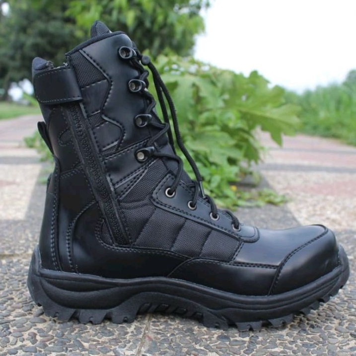 CAANGGO - Sepatu Pdl Pria Safety Boots Tactical Original Hitam Kilap