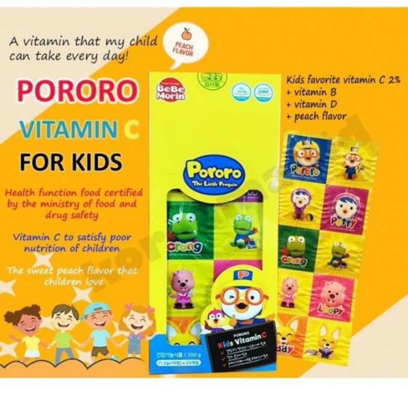 [50 Tablet]BEBEMORIN VITAMIN C PORORO ANAK/CHEWABLE VITAMIN