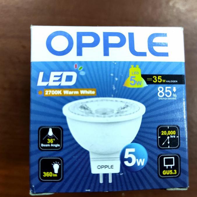 Lampu Opple LED E2 MR16 5w Warm White Kuning Colok 2700K